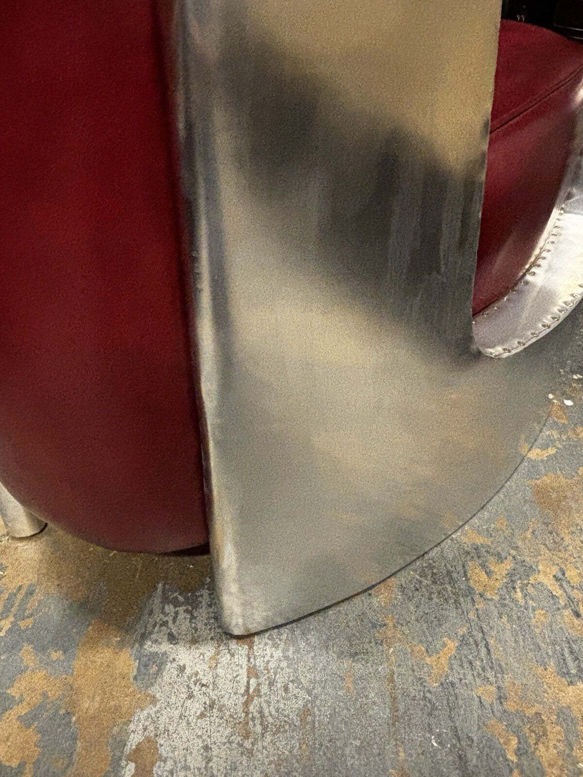 Aviators Polished Metal Armchair, With Red Leather Upholstery. photo buy