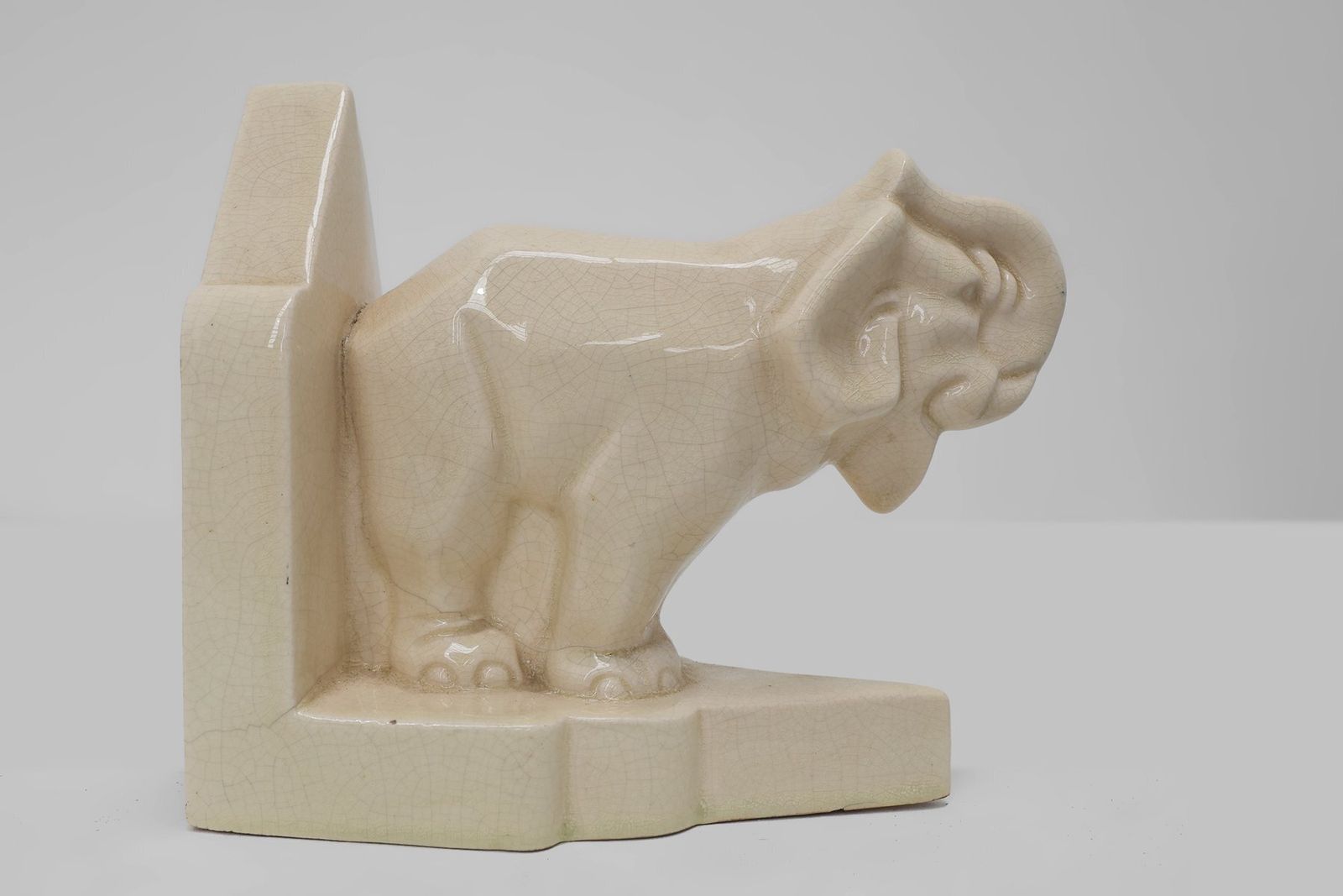 Art Deco French Ceramic Bookends In Elephant Motif, 1930s, Set Of 2 photo Home Decor