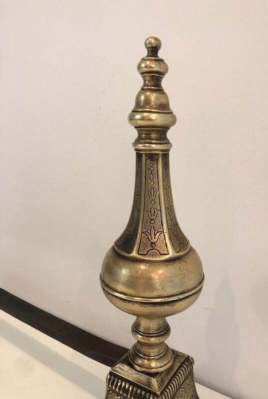 Pair Of Bronze And Wrought Iron Eiffel Tower Andirons. French. Circa 1900 photo buy