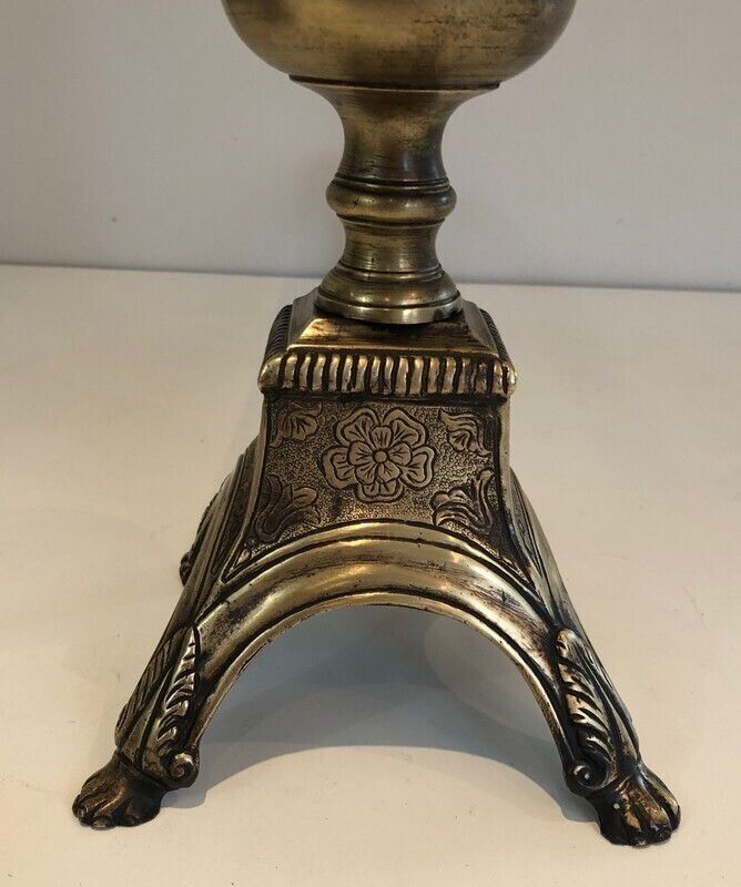 Pair Of Bronze And Wrought Iron Eiffel Tower Andirons. French. Circa 1900 photo vintage