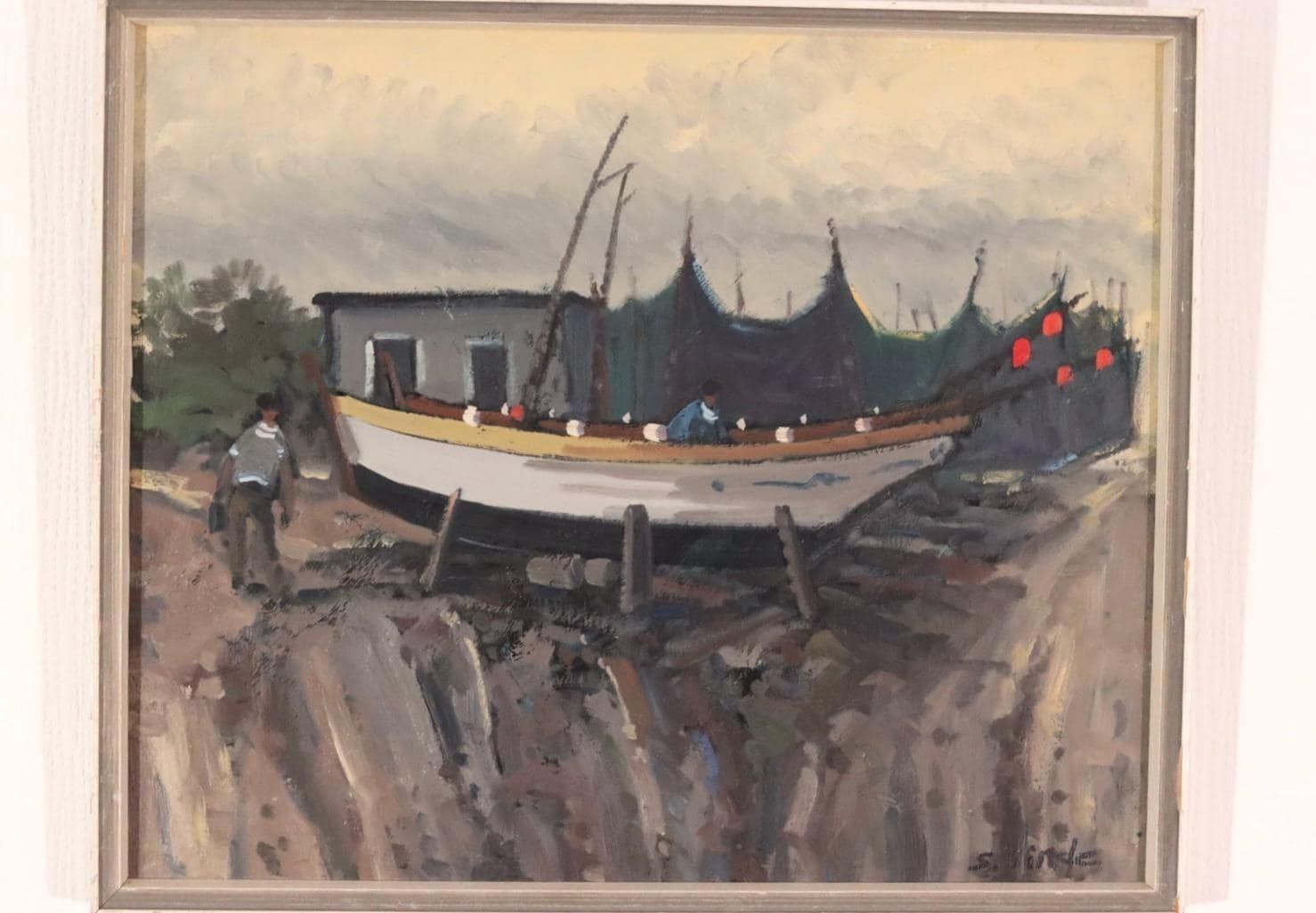 photo vintage Original Mid Century  Swedish Oil On Canvas – “Toulodo” By S. Sinde – Vintage & Dated 1969, Framed  49 × 41 Cm (19.3" × 16.1")