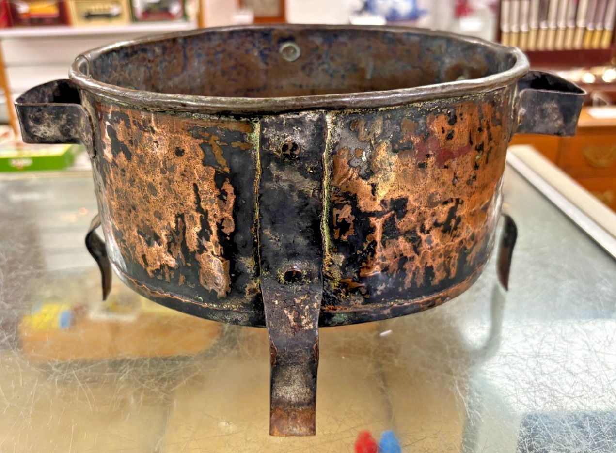Antique Copper & Iron Plant Pot/ Fireside Coal Bucket