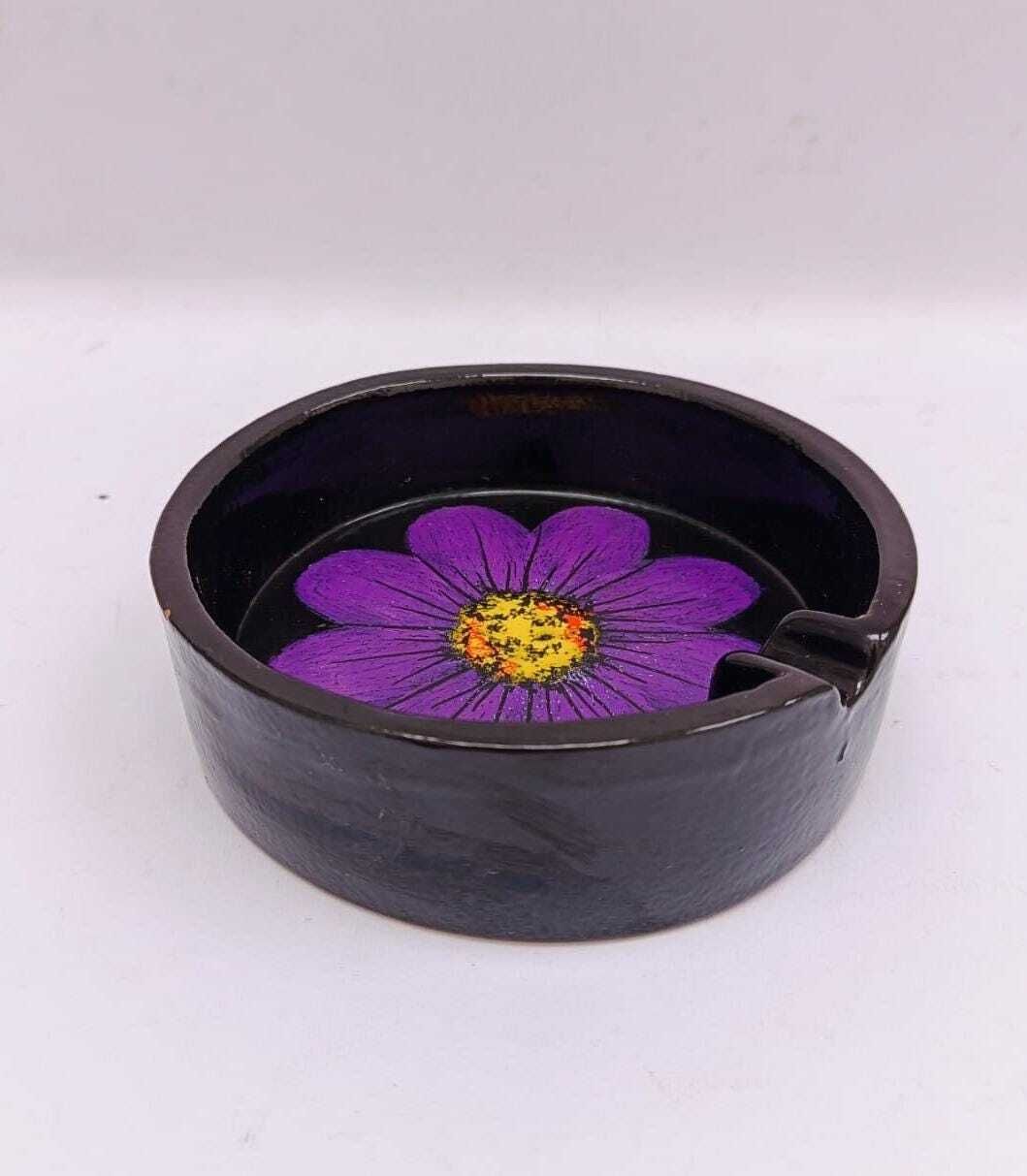 Bitossi Rosenthal Netter Vintage Space Age Design Purple Flower Ceramic Ashtray photo Home Decor