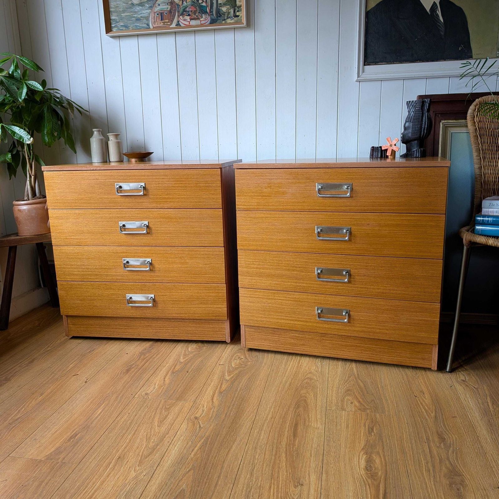 Pair Of Swedish Mid Century Chest Of Drawers photo vintage