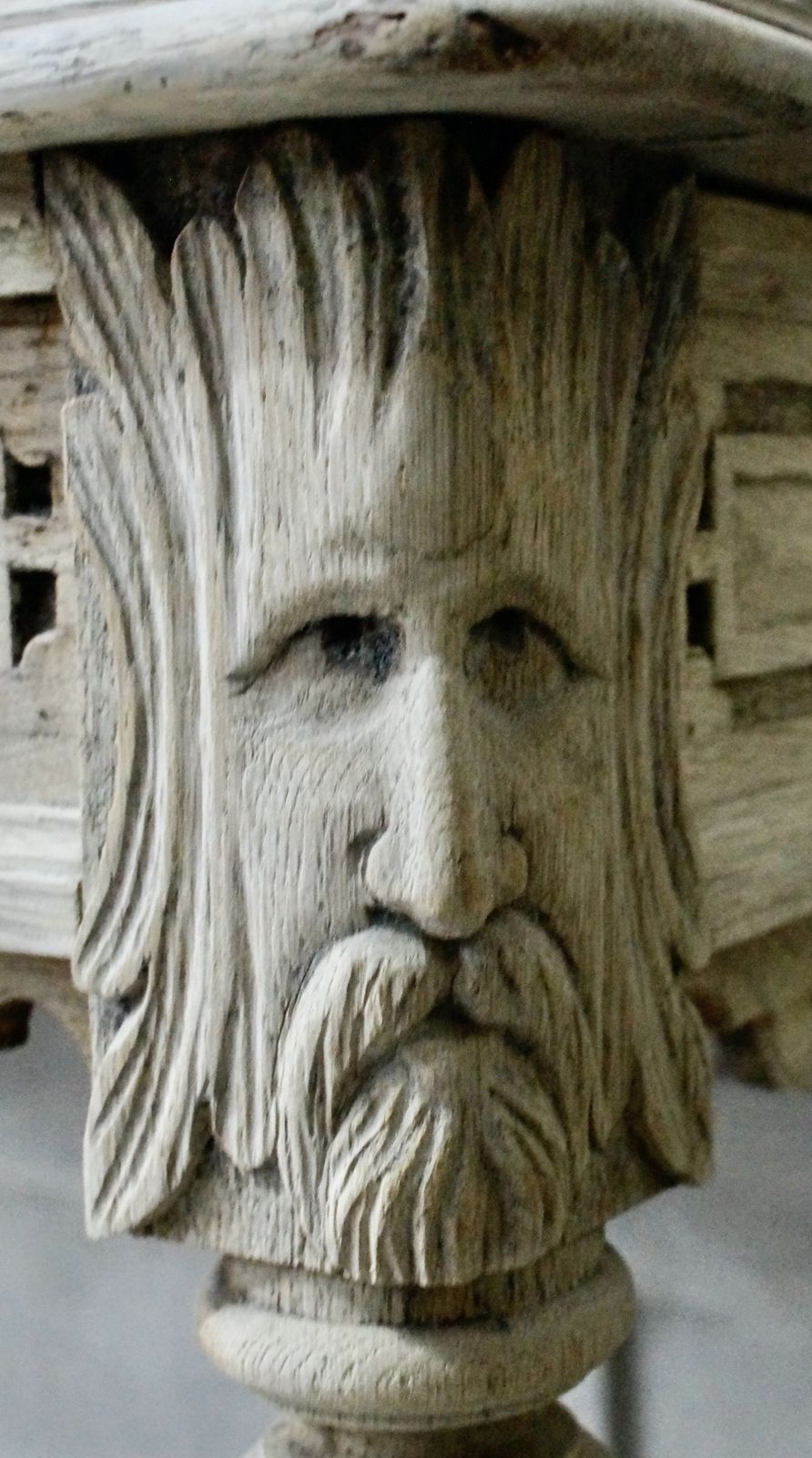 Antique Bleached Oak Green Man Hall Table photo vintage
