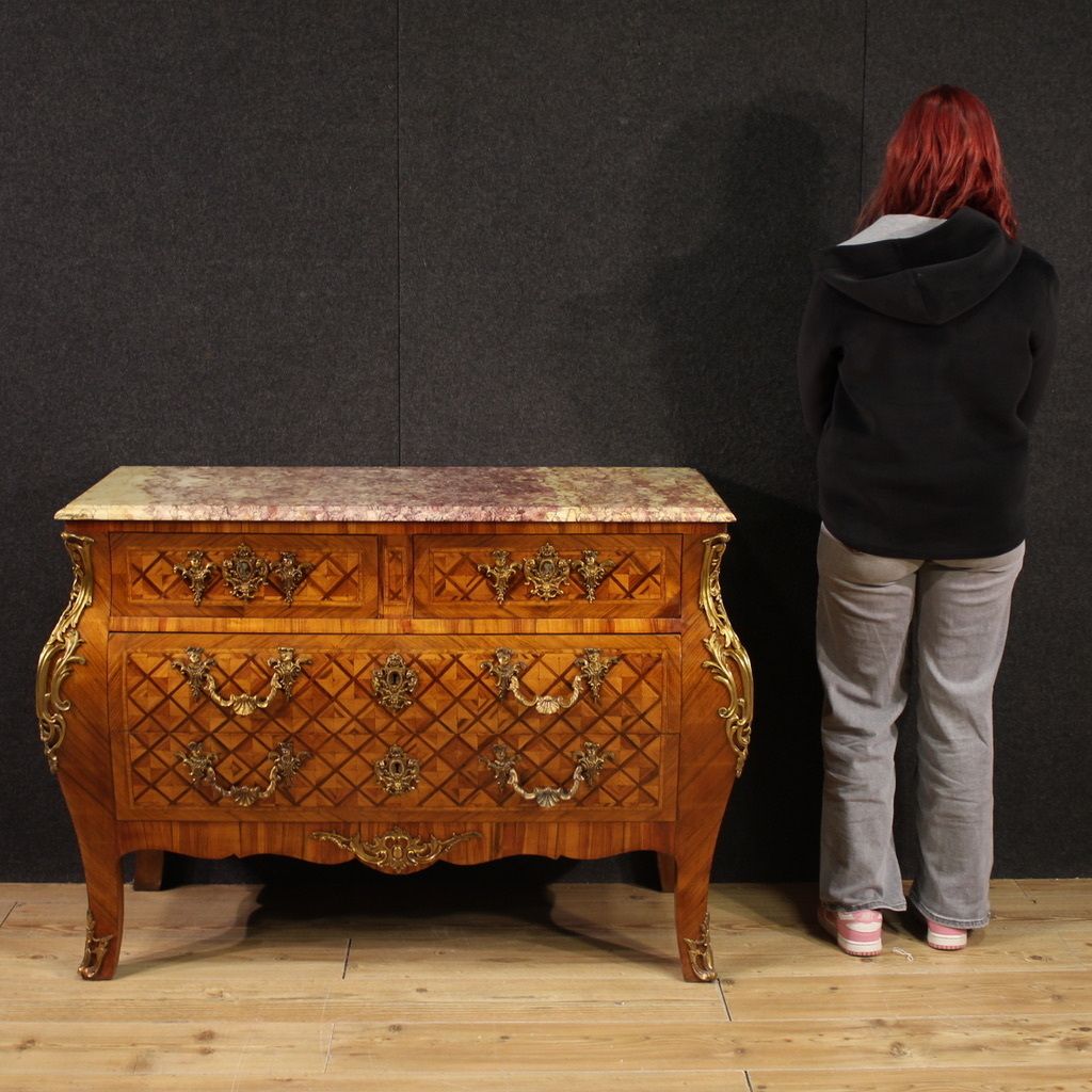 20th Century French Louis XV Style Inlaid Chest Of Drawers photo furniture