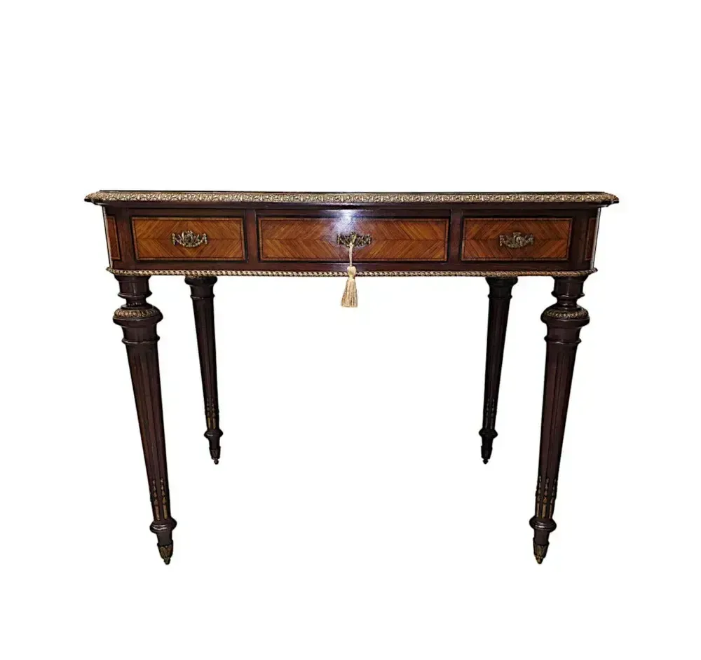 A Very Rare Neat Size 19th Century Leather Top Writing Desk With Ormolu Mounts photo 6091.8791