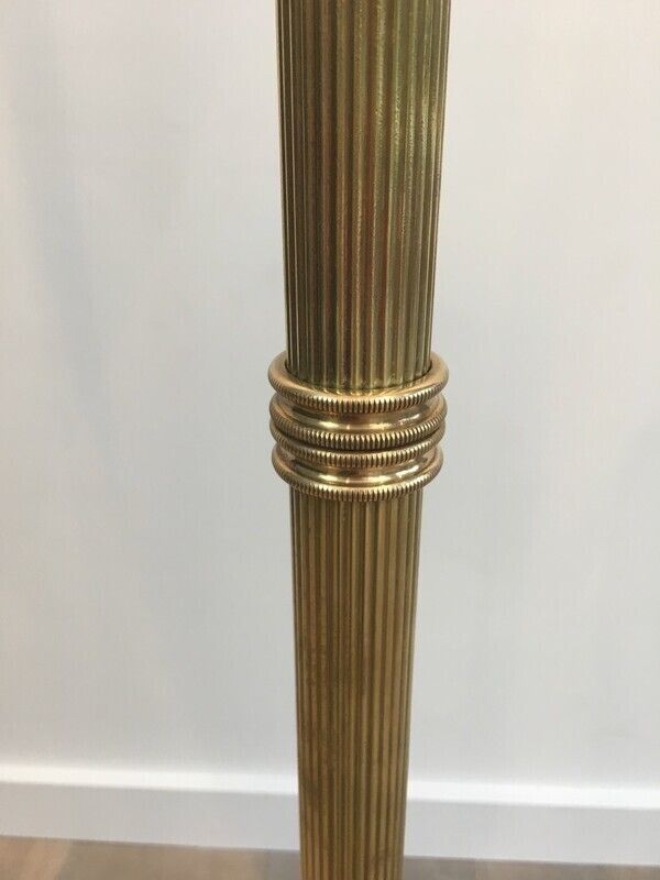Brass Floor Lamp With Dolphin Heads By Maison Jansen photo vintage
