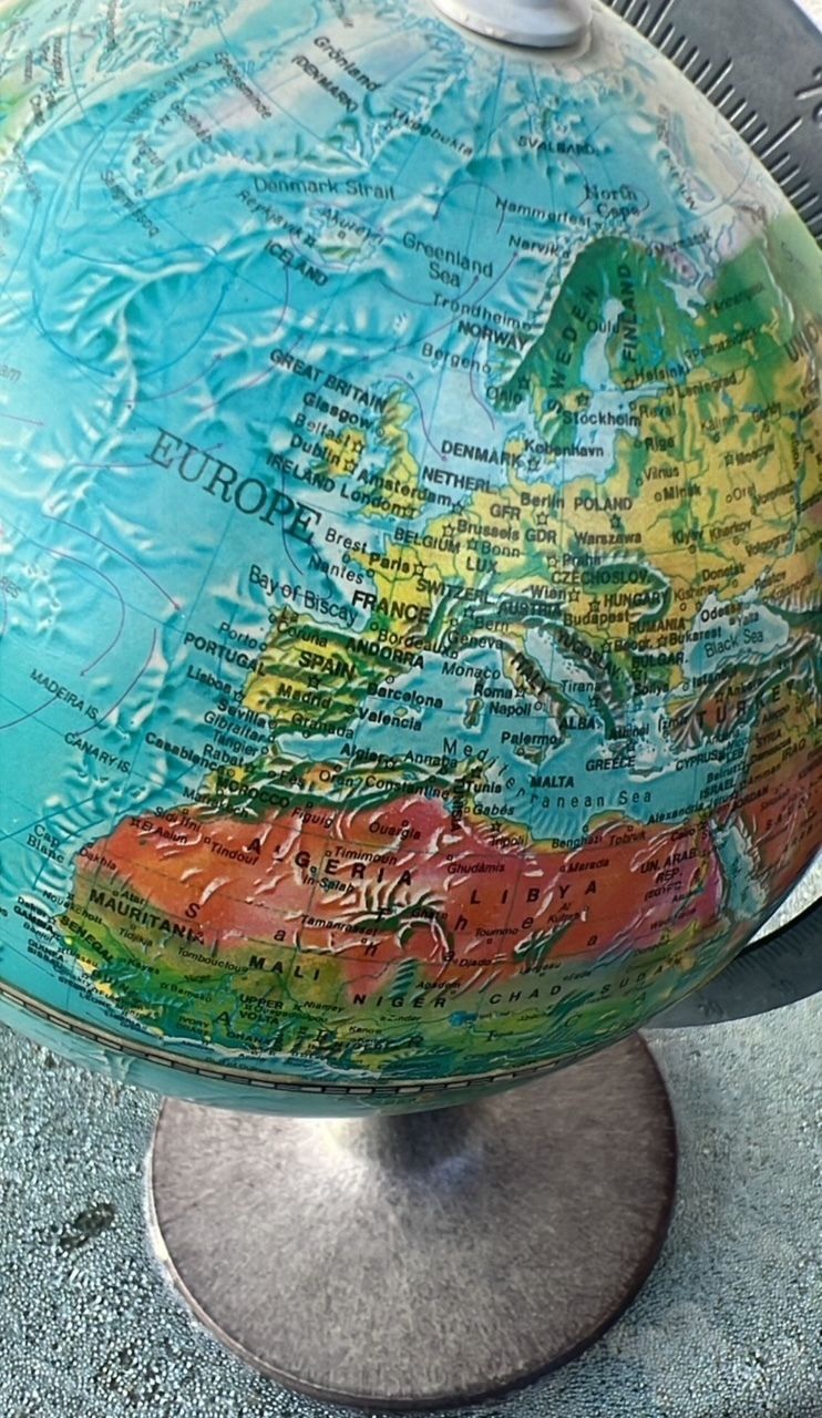 Mid Century European Relief Desk Globe photo Home Decor