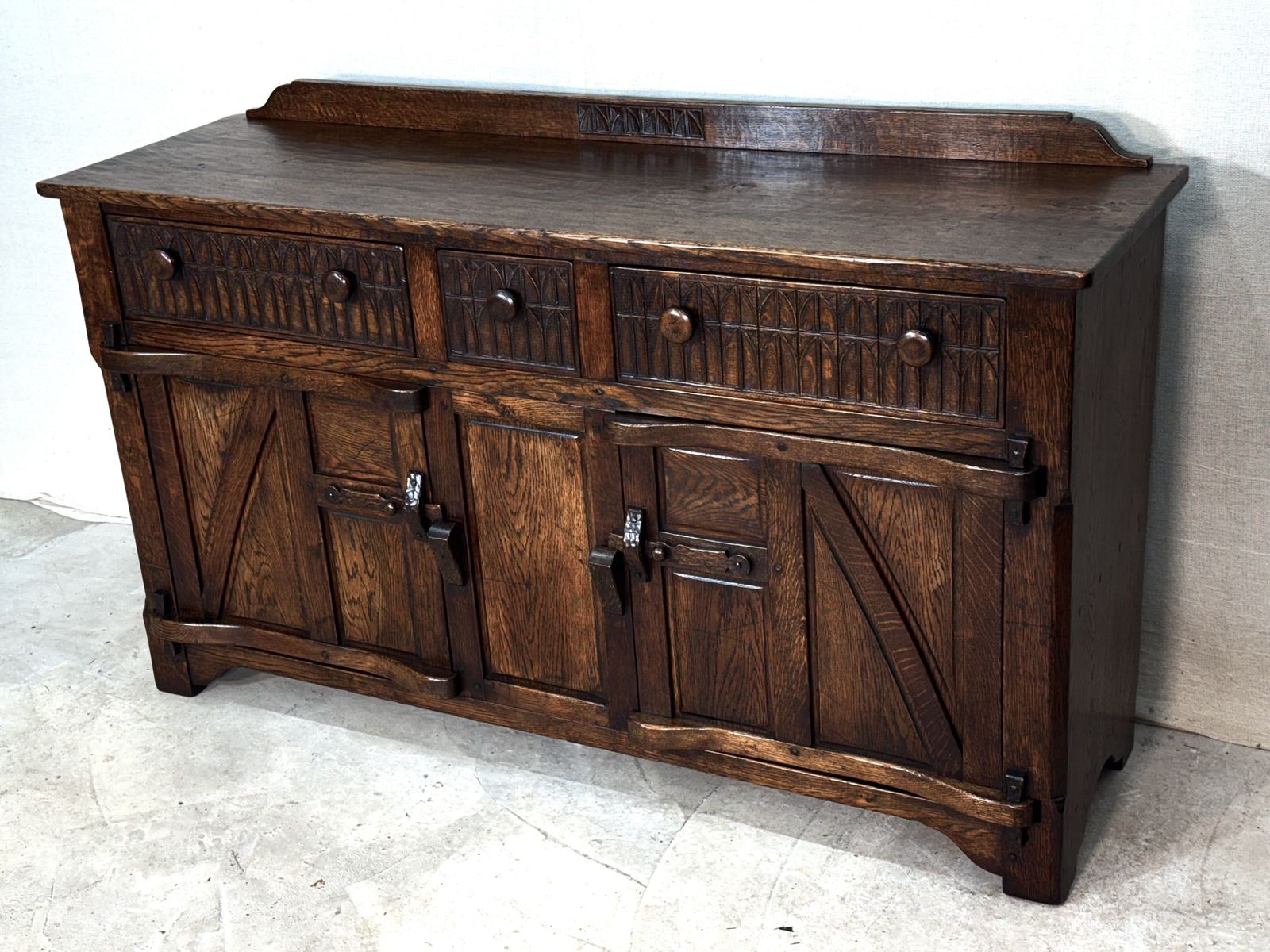 A Nigel Rupert Griffiths Monastic Carved Oak Dresser Base / Sideboard / Cabinet / Cupboard photo buy