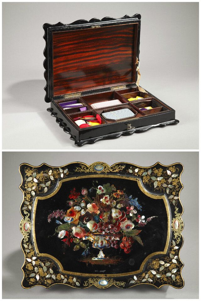 Papier Maché And Mother Of Pearl Card Box Napoleon III