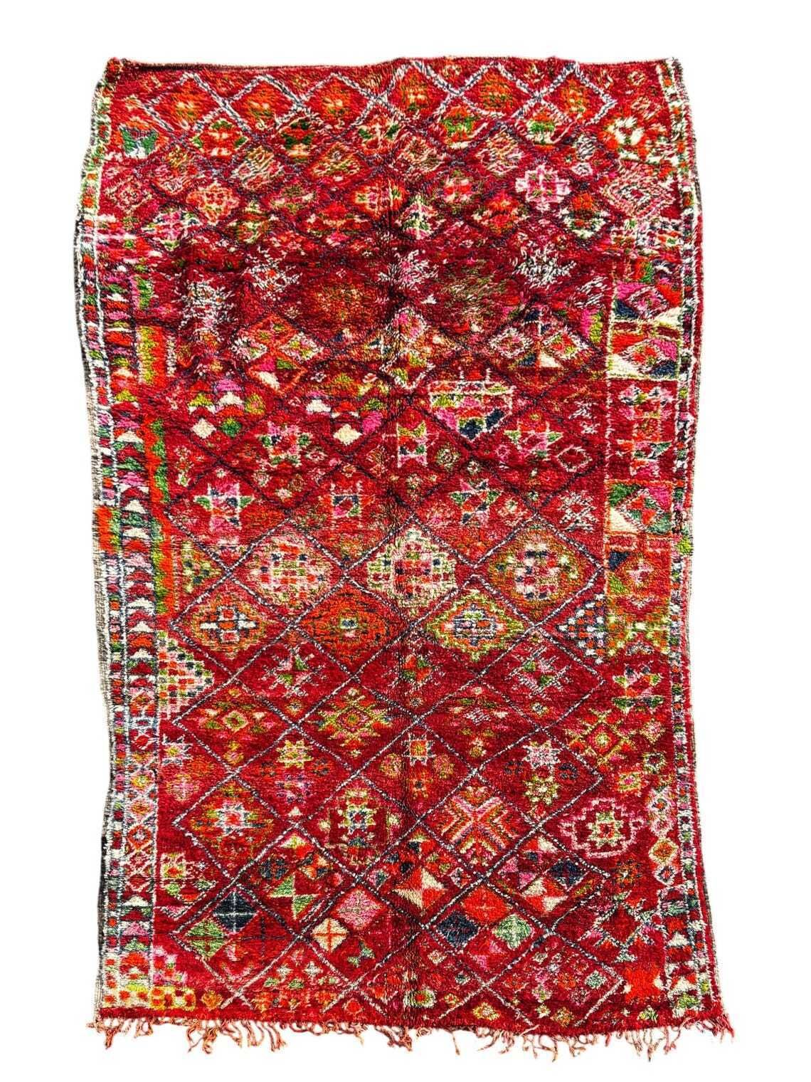 Vintage Moroccan Boujad Rug 200 X 340 Cm – Handwoven Wool Berber Area Rug From The 1970s photo furniture