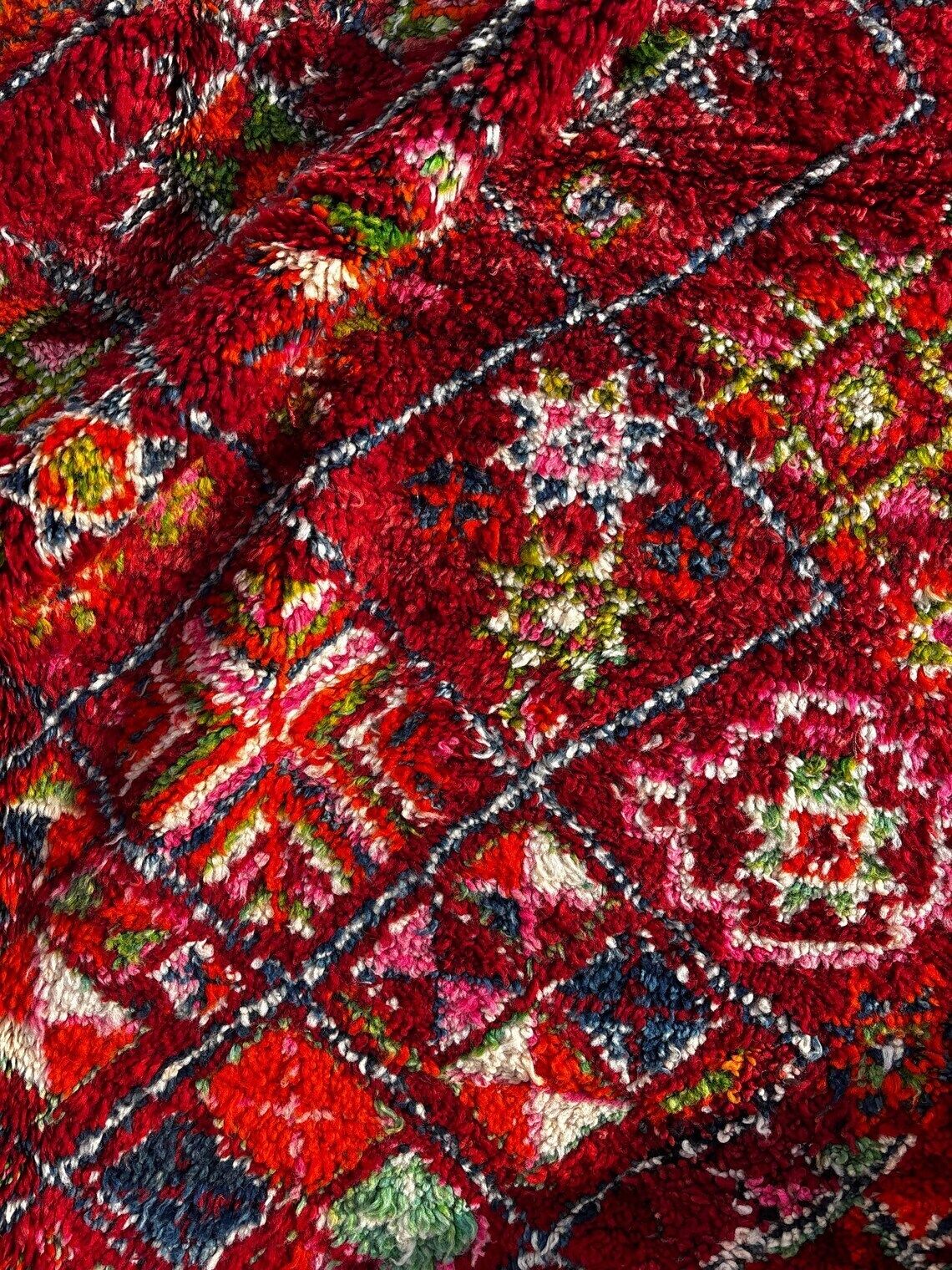 Vintage Moroccan Boujad Rug 200 X 340 Cm – Handwoven Wool Berber Area Rug From The 1970s photo Textiles