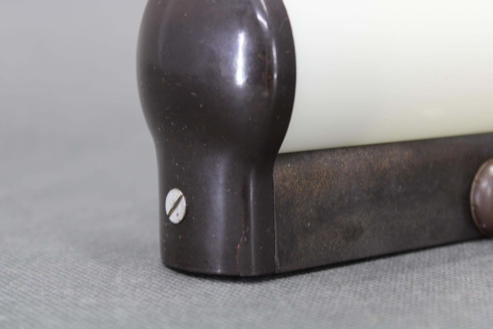 Czechoslovak Art Deco Bakelite Tubular Wall Light With Milk Glass, 1940s photo 196.0