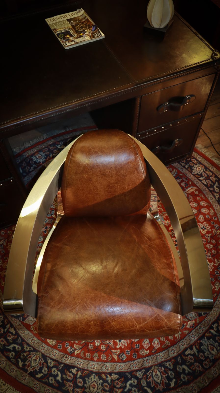 photo vinterior Stunning Timothy Oulton Mars Aviator Rocket Leather Armchair Antique Whisky