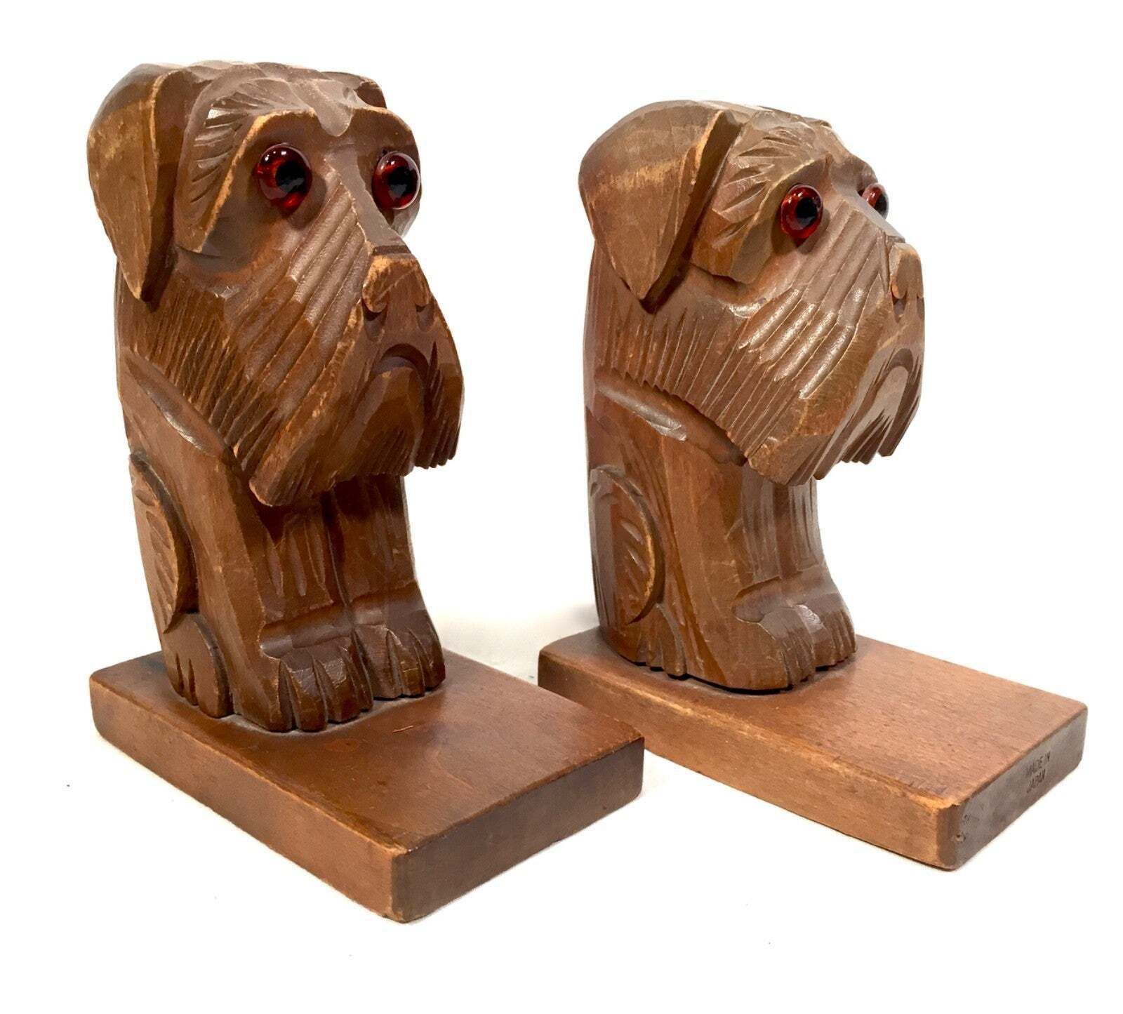 Vintage Pair Of Scottish Terrier Wooden Bookends / Scottie Dogs Book Ends photo furniture