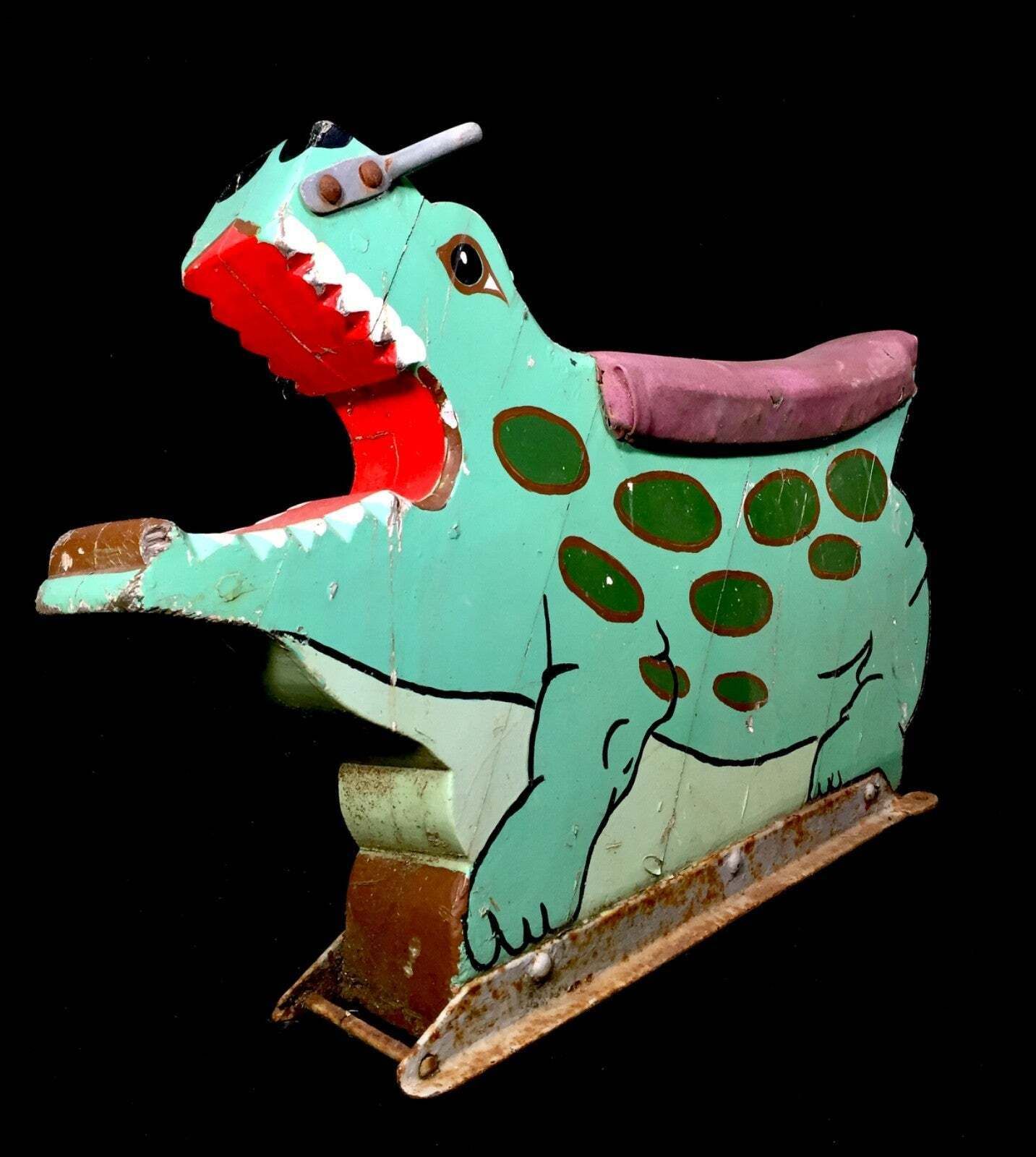 Antique Hand Painted Salvaged Fairground Carousel Animal Crocodile Figure Ride photo buy