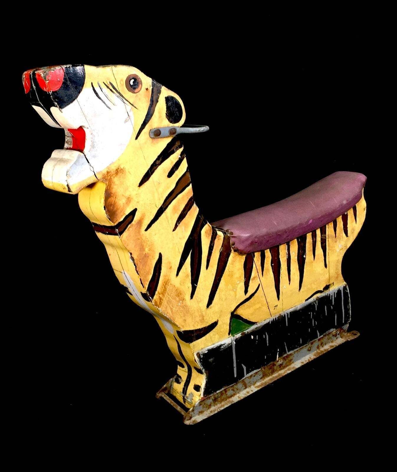 photo furniture Antique Hand Painted Salvaged Fairground Carousel Animal Tiger Figure Ride