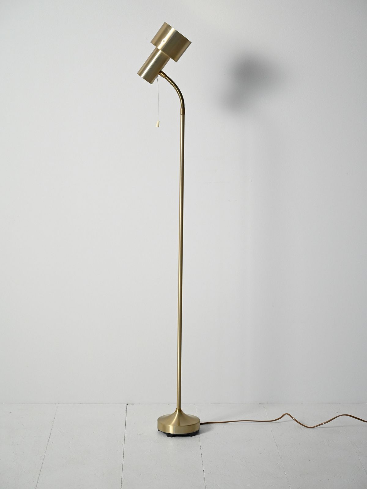 Scandinavian Golden Floor Lamp From The 1960s photo furniture