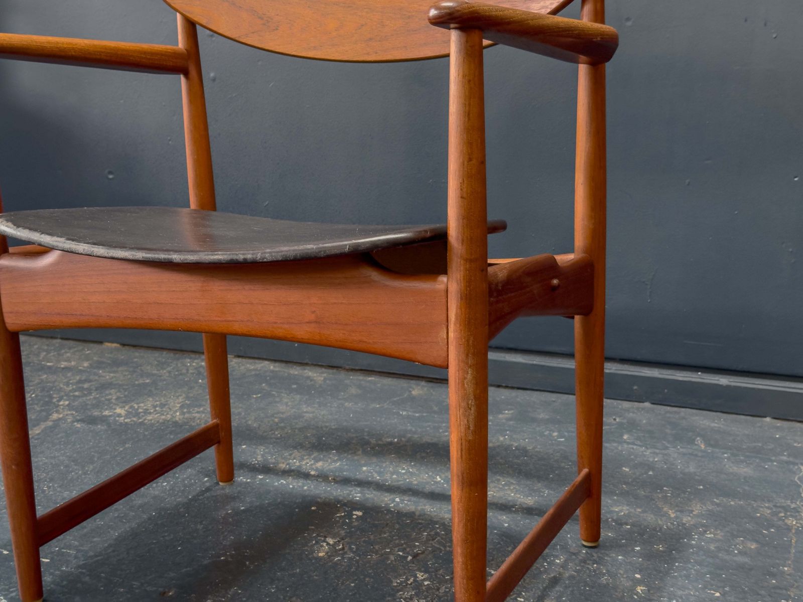 Teak And Leather Chair By Arne Hovmand Olsen photo vintage