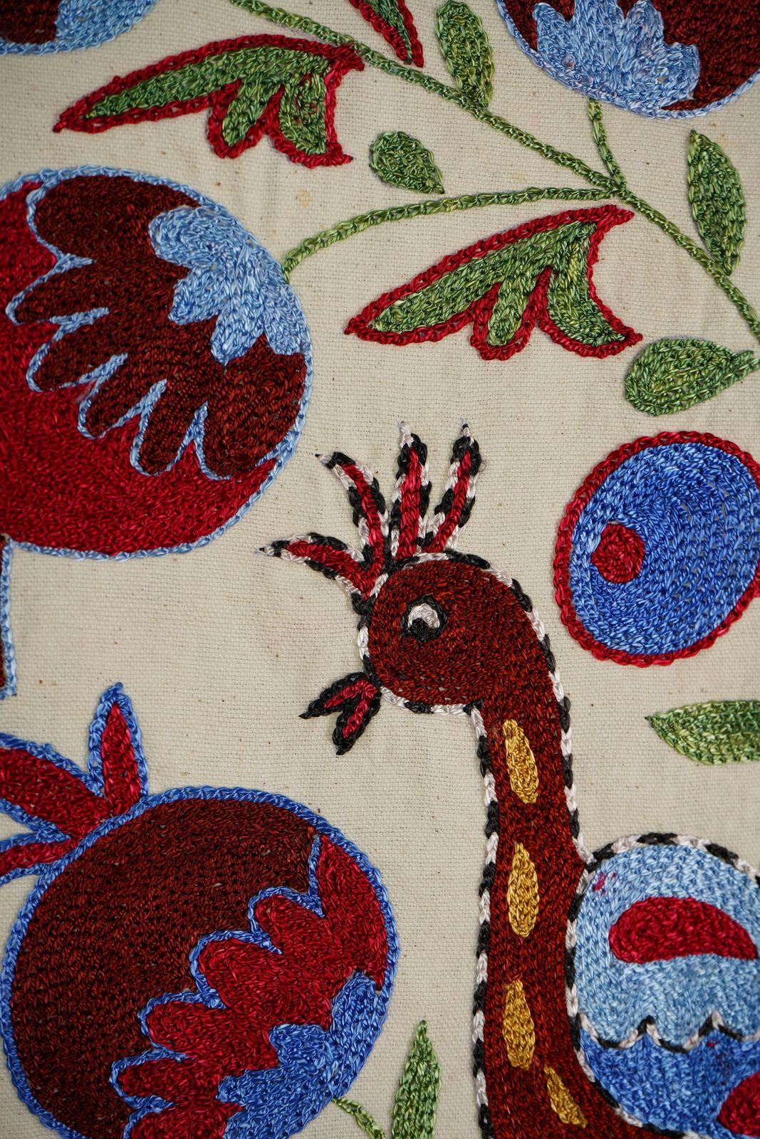 photo furniture Pomegranate & Peacock Suzani Wall Art, Colorful Uzbek Textile, Boho Decor 1'6'' X 3'