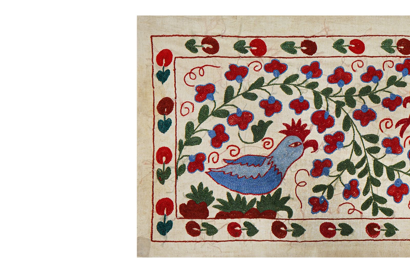 Ethnic Suzani Peacock Decor   Colorful Pictorial Cotton Tapestry 1'6'' X 3'1'' photo furniture