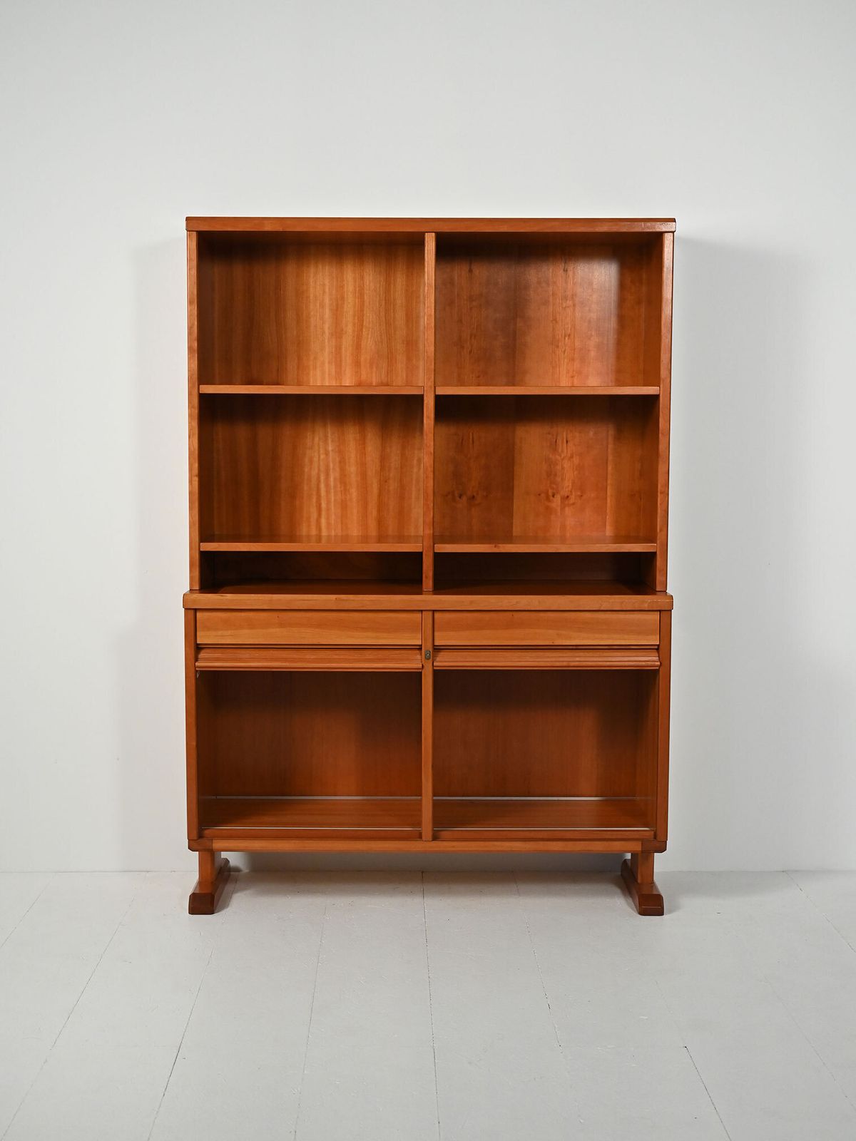 Scandinavian Bookcase With Sideboard And Open Shelves, 1940s/50s photo for sale