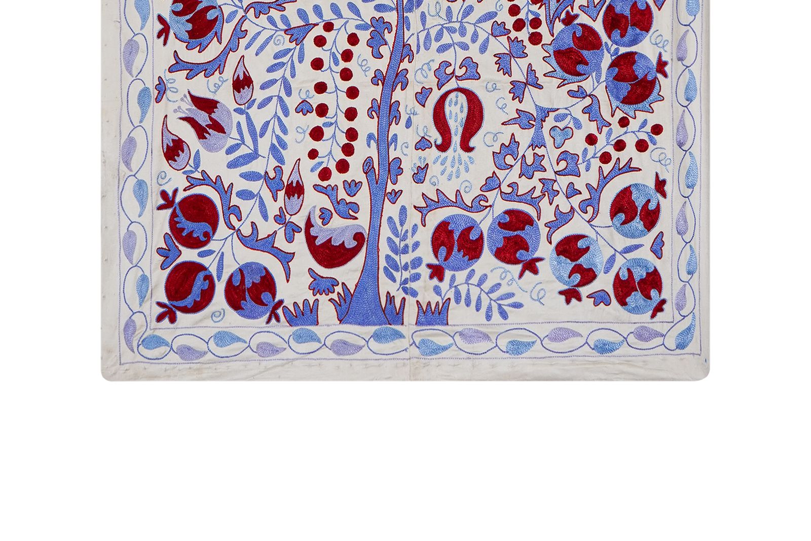 Uzbek Suzani Embroidered Wall Hanging – Tree Of Life Floral Boho Textile Art 3'5'' X 6' photo Textiles