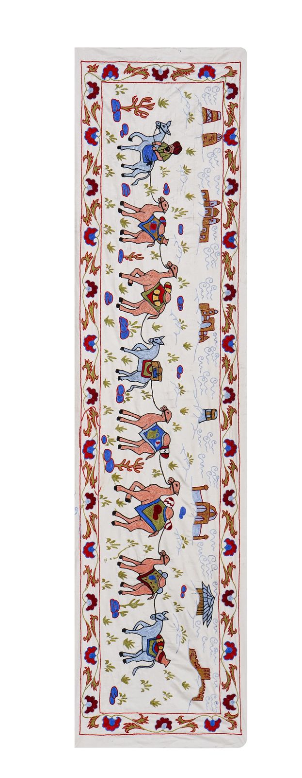 photo for sale Bohemian Suzani Wall Hanging – Unique Handmade Uzbek Design   Camel Uzbek Runner 1'6'' X 6'1''