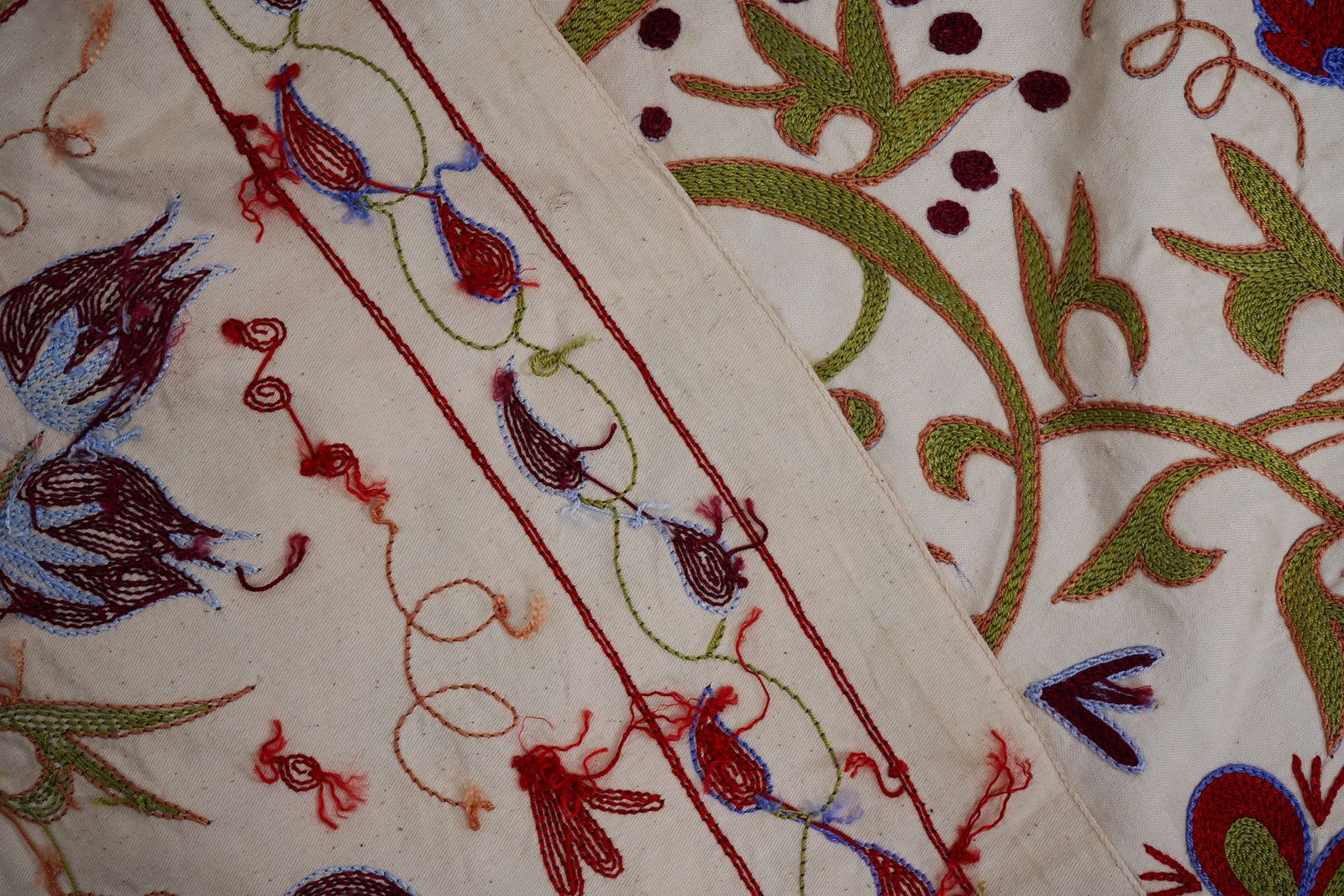 400.0 Uzbek Suzani Embroidered Wall Hanging – Peacock, Horse & Tree Of Life Design 3'6'' X 6' photo