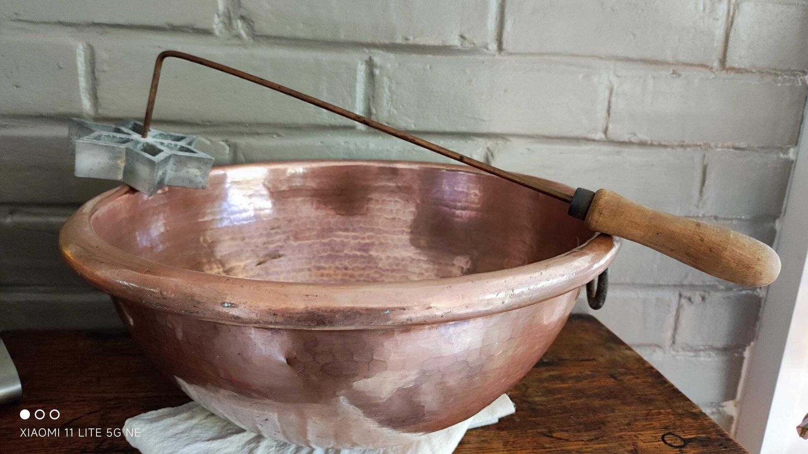 Antique Heavy Copper French Egg Omelette Mixing Whisking Bowl, Large Cul De Poule photo furniture