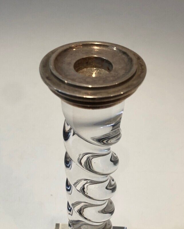 Silver Plated And Lucite Twisted Candlesticks photo vinterior