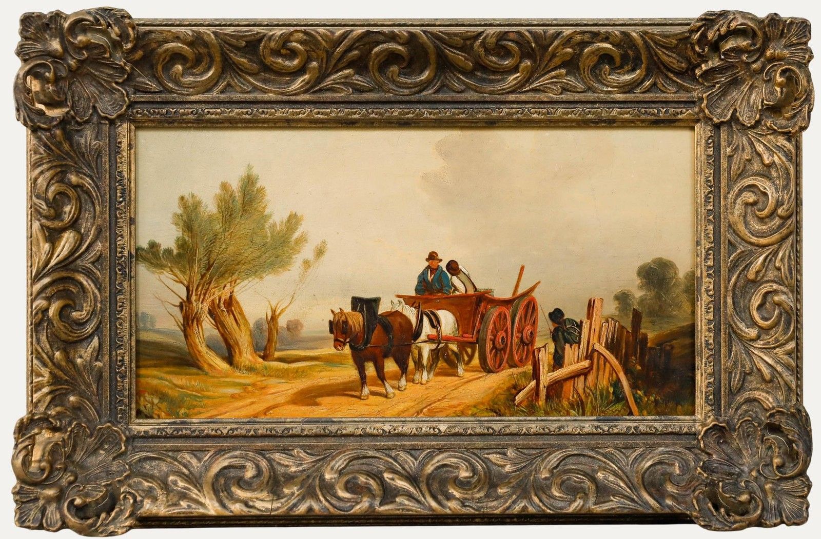 Framed Late 19th Century Oil The Farmer's Cart