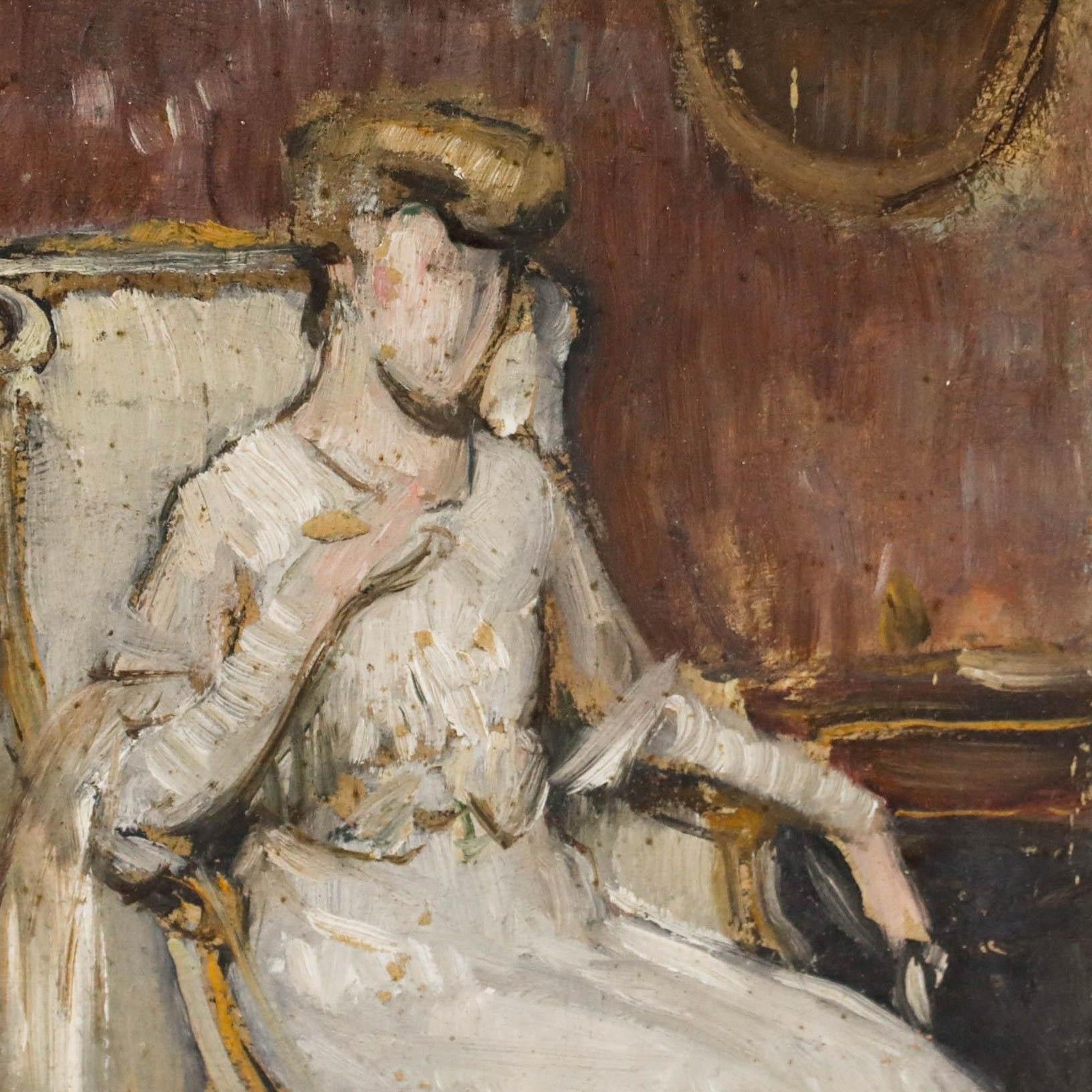 Attrib. William Laparra (1873 1920) Oil, Portrait Of A Seated Lady photo Art