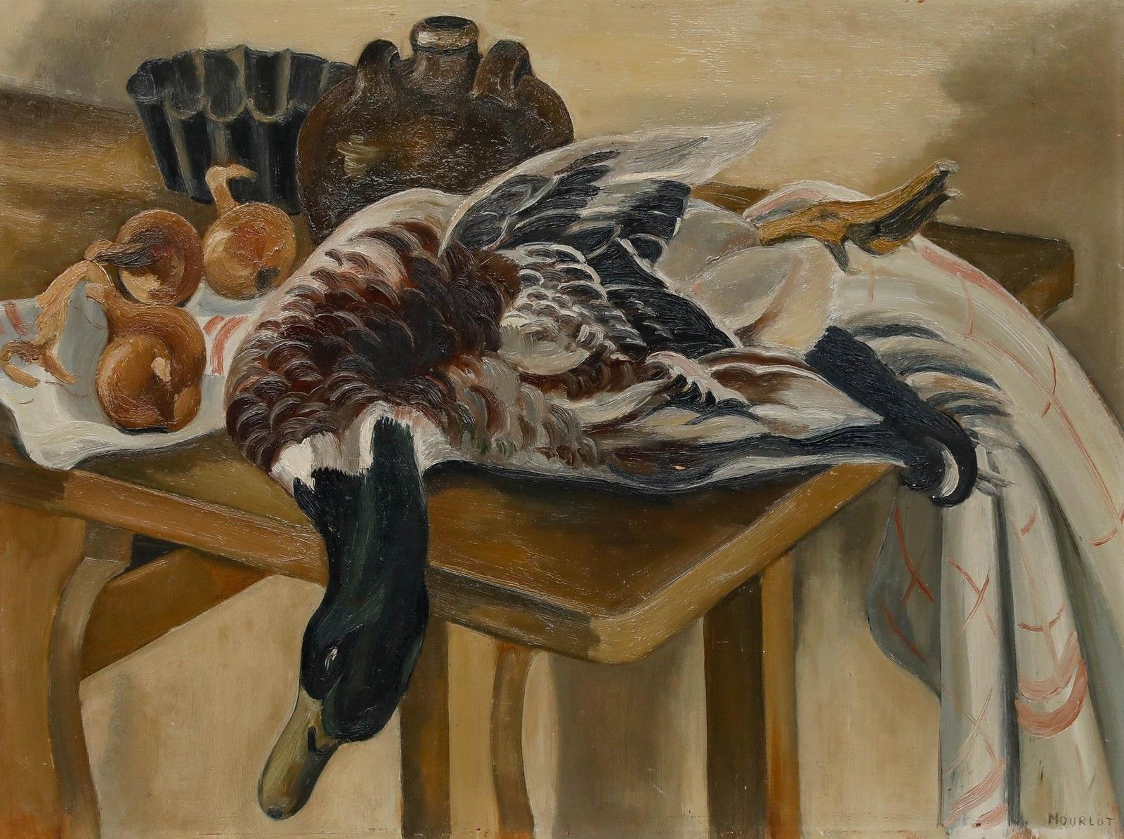 Maurice Mourlot (1906 1983) 20th Century Oil, Still Life With Duck photo furniture