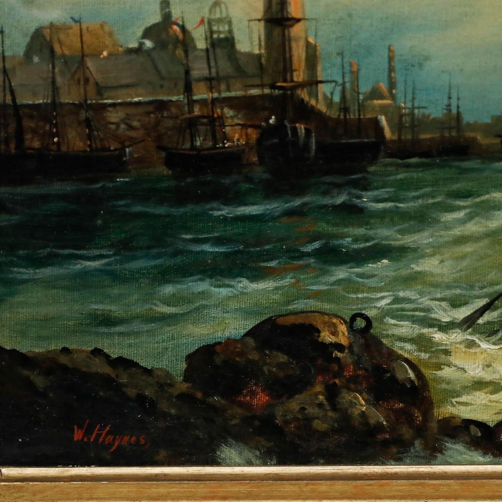 W. Haynes Framed Late 19th Century Oil, Fishing At Dusk photo buy