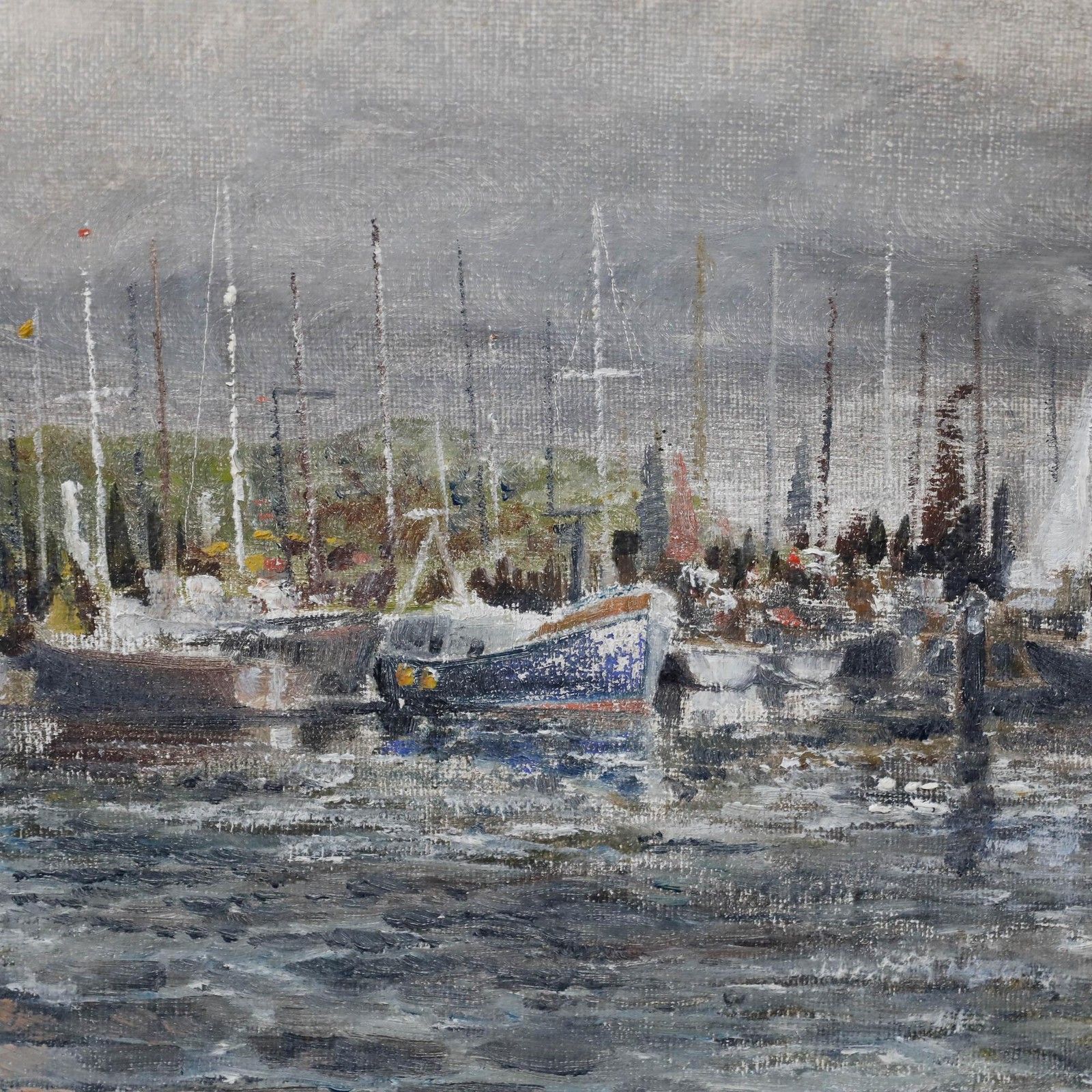 Peter Jones Framed 1964 Oil, Harbour Before The Storm photo Art