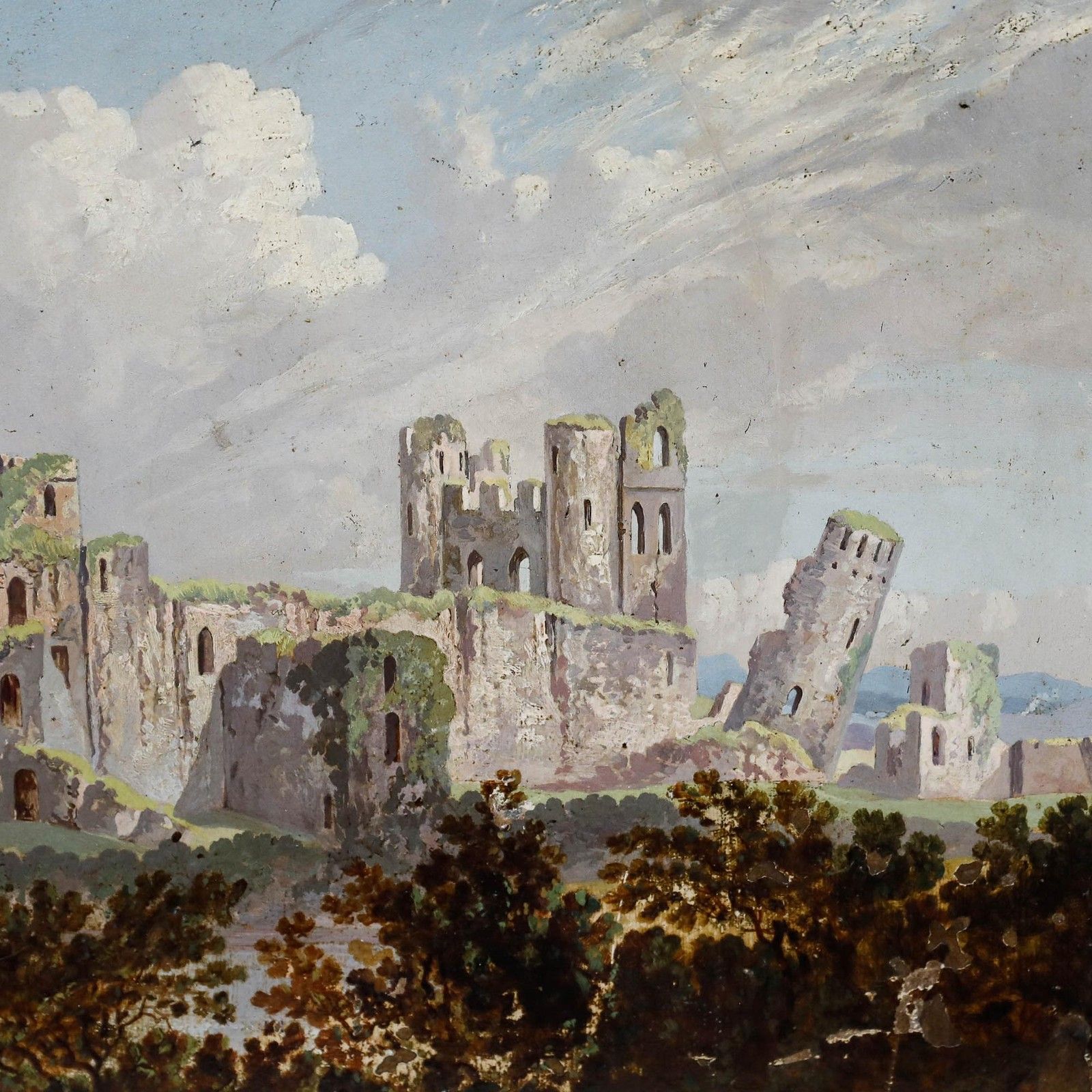 Framed Mid 19th Century Oil Caerphilly Castle photo Art