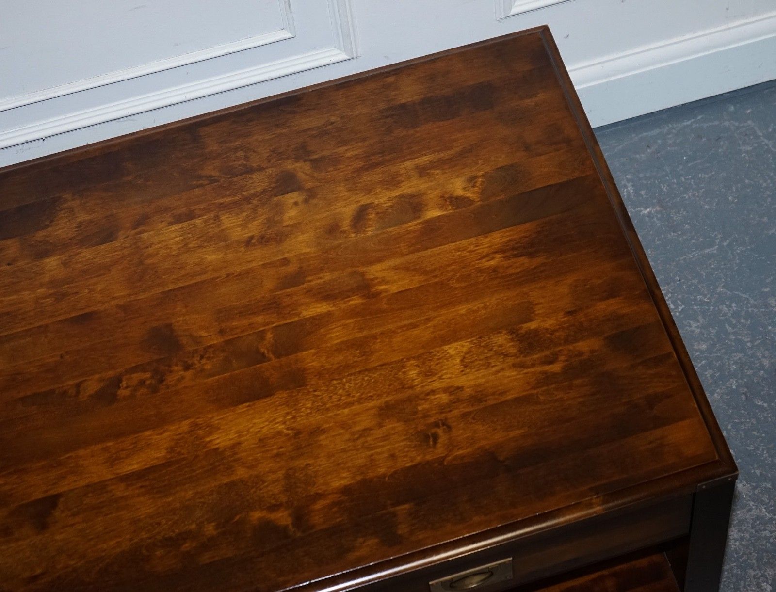 photo for sale Vintage Military Campaign Mahogany & Brass Coffee Table With Two Drawers
