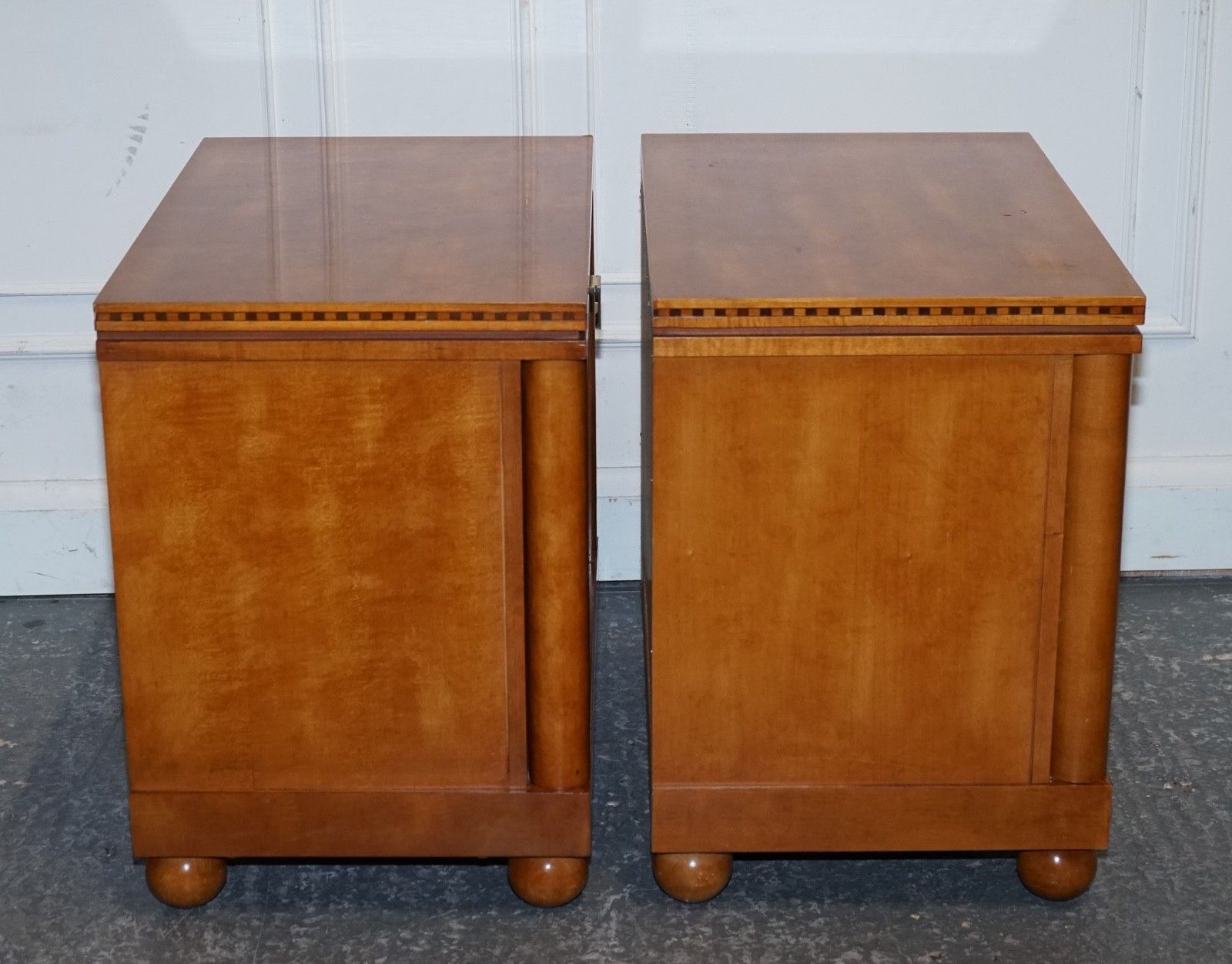 photo buy Pair Of American Hickory White Genesis Biedermeier Nightstands Bedside Tables