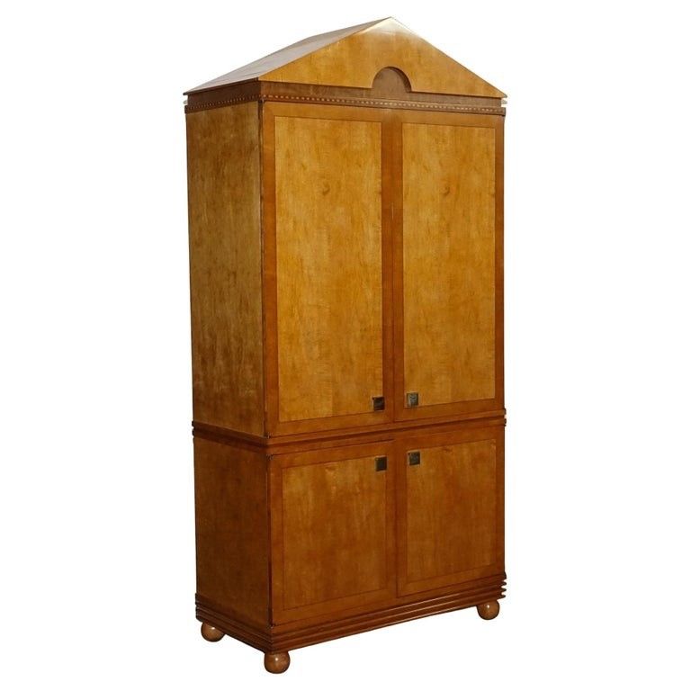 American Hickory White Genesis Biedermeier Satin Wood Armoire Or Tv Cabinet