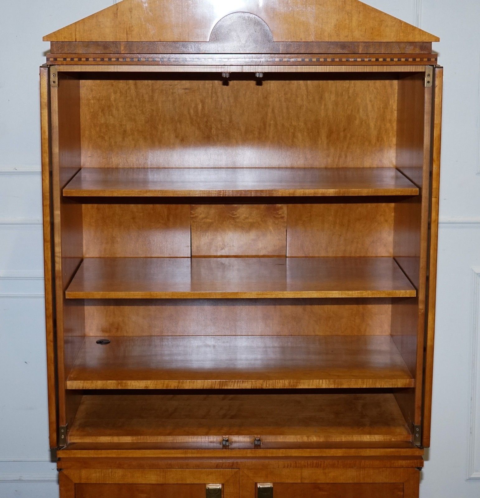 American Hickory White Genesis Biedermeier Satin Wood Armoire Or Tv Cabinet photo vintage