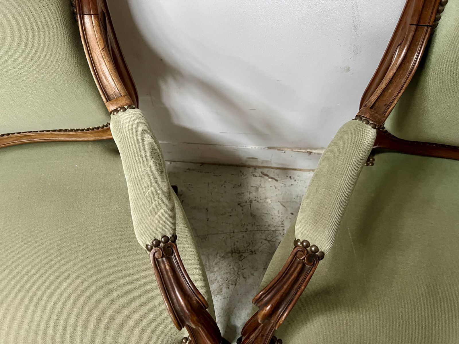 photo furniture Pair Of Louis XV Style Armchairs In Solid Walnut, 20th Century.
