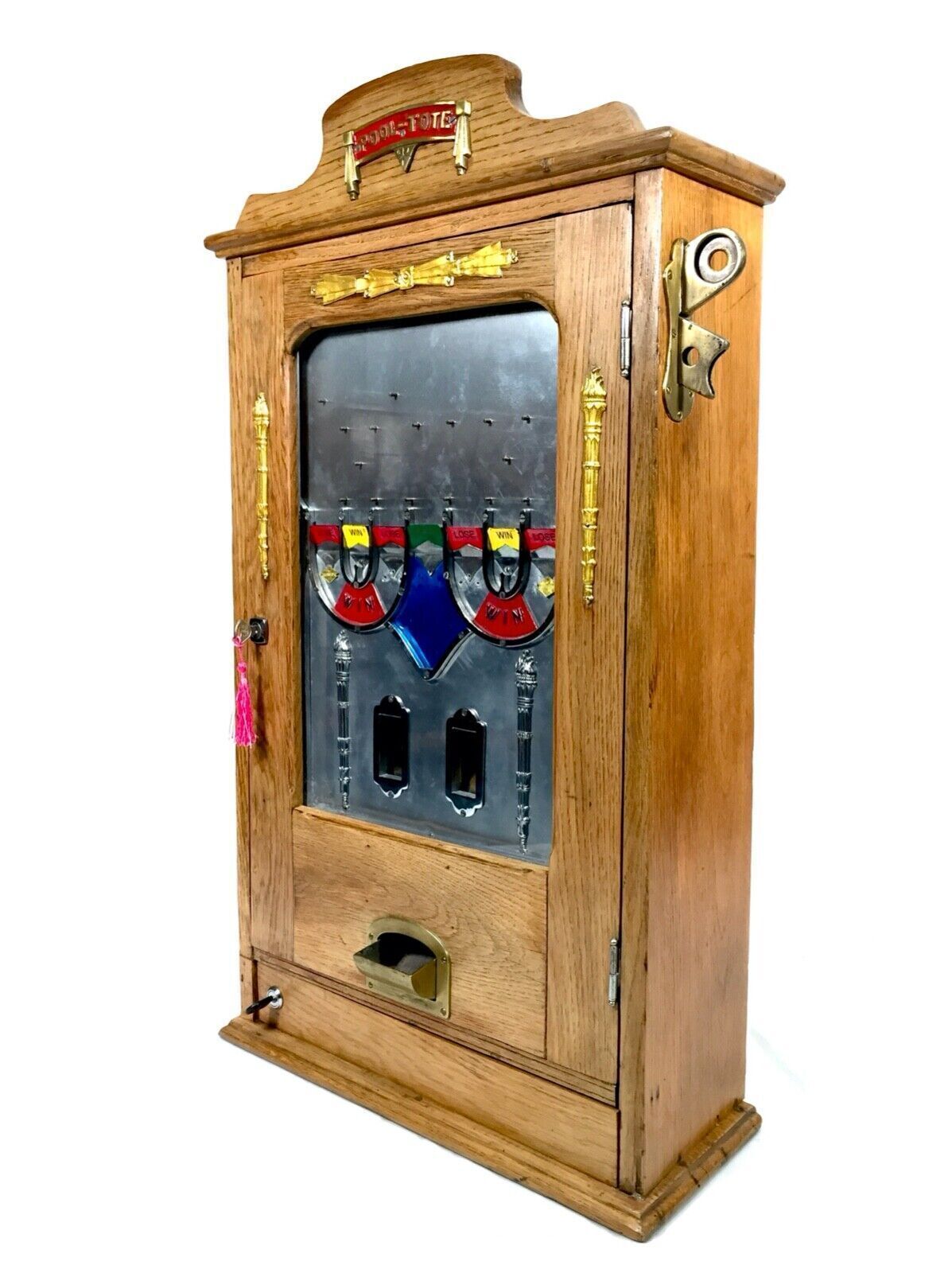 Antique 1930s Coin Operated Penny Arcade Machine Pool Tote   Coin Flicker Game photo Home Decor