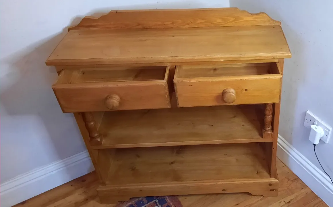 Vintage Pine Two Drawer Console Table Kitchen Hall Bookcase Waxed Antique Pine photo Furniture