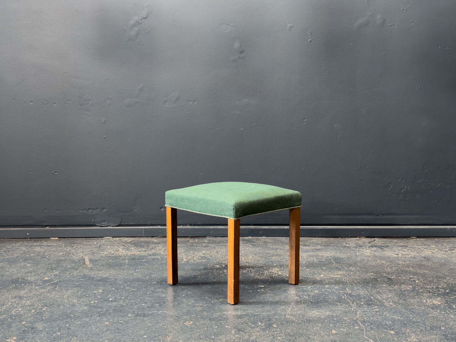 Green And Oak Upholstered Stool photo for sale