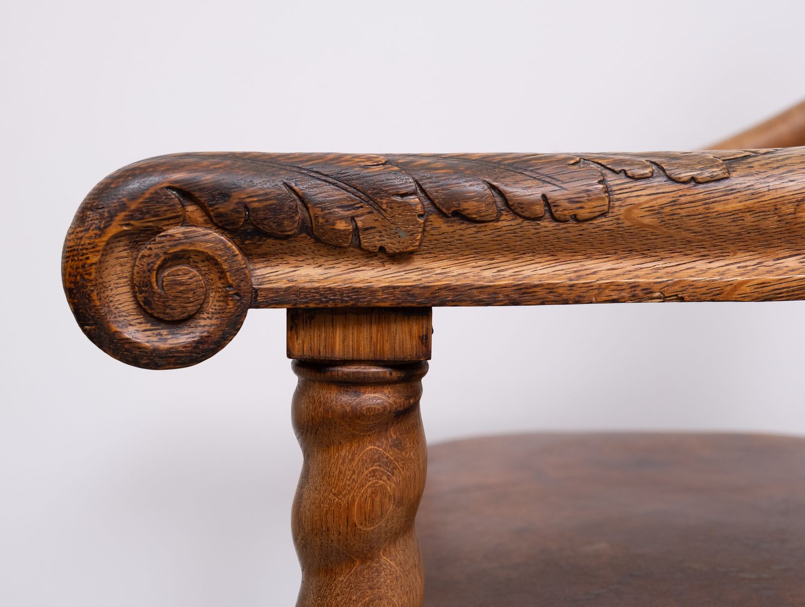 Dutch 19th Century Oak Baroque Open Arm Chair photo vinterior