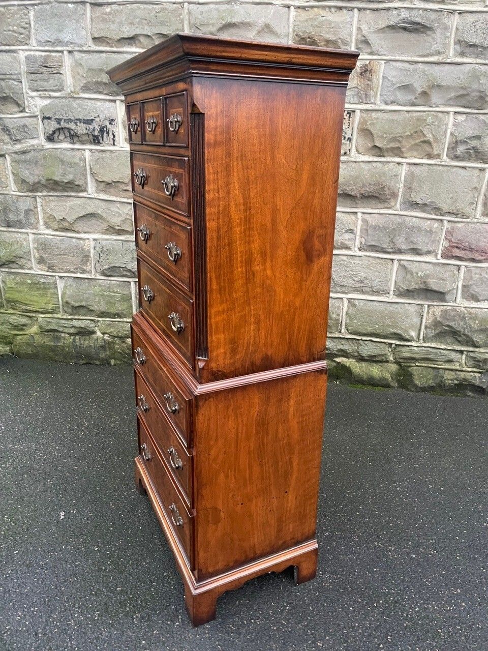 Quality Inlaid Burr Walnut Chest On Chest Tallboy photo Furniture