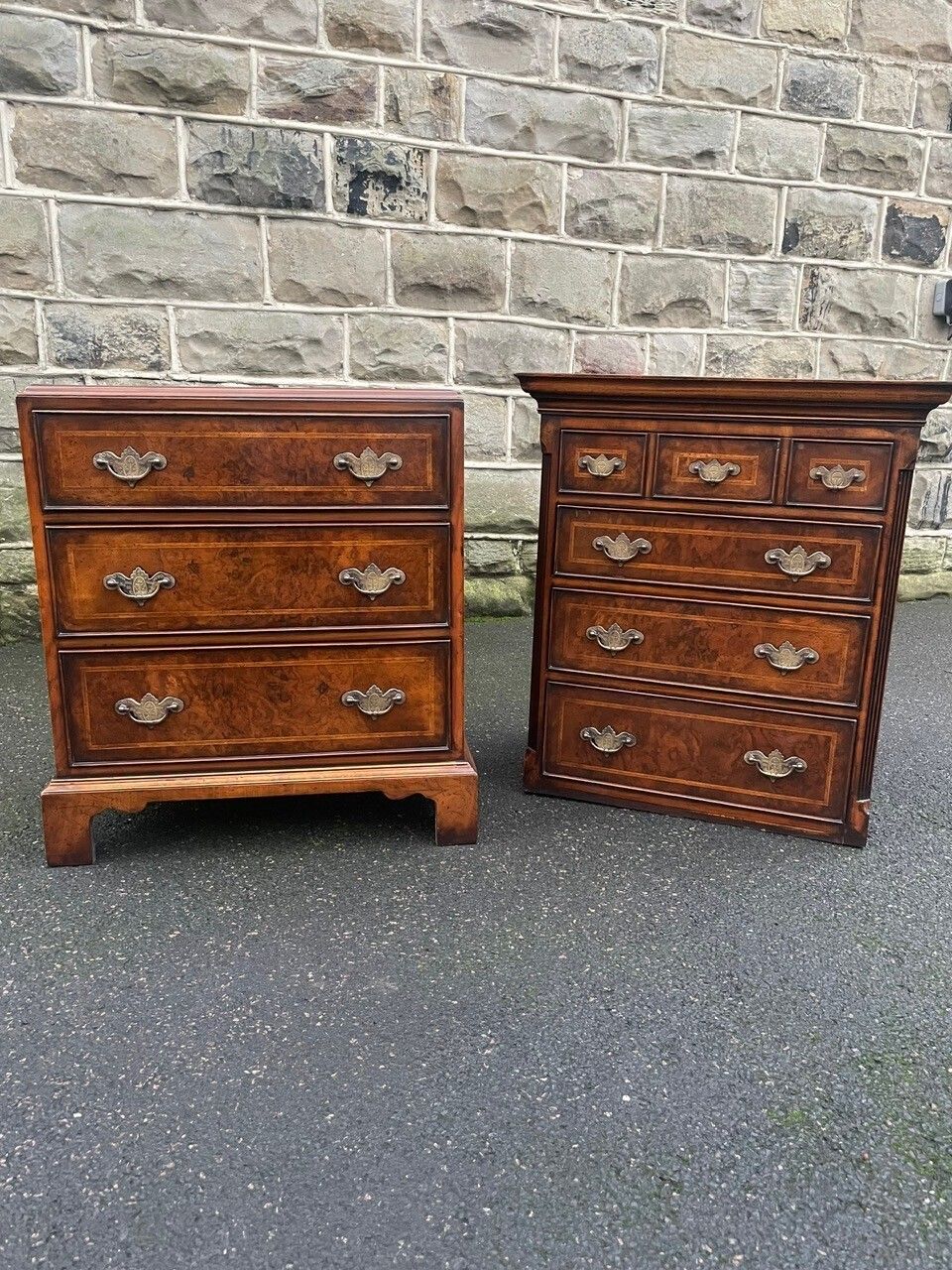 photo for sale Quality Inlaid Burr Walnut Chest On Chest Tallboy