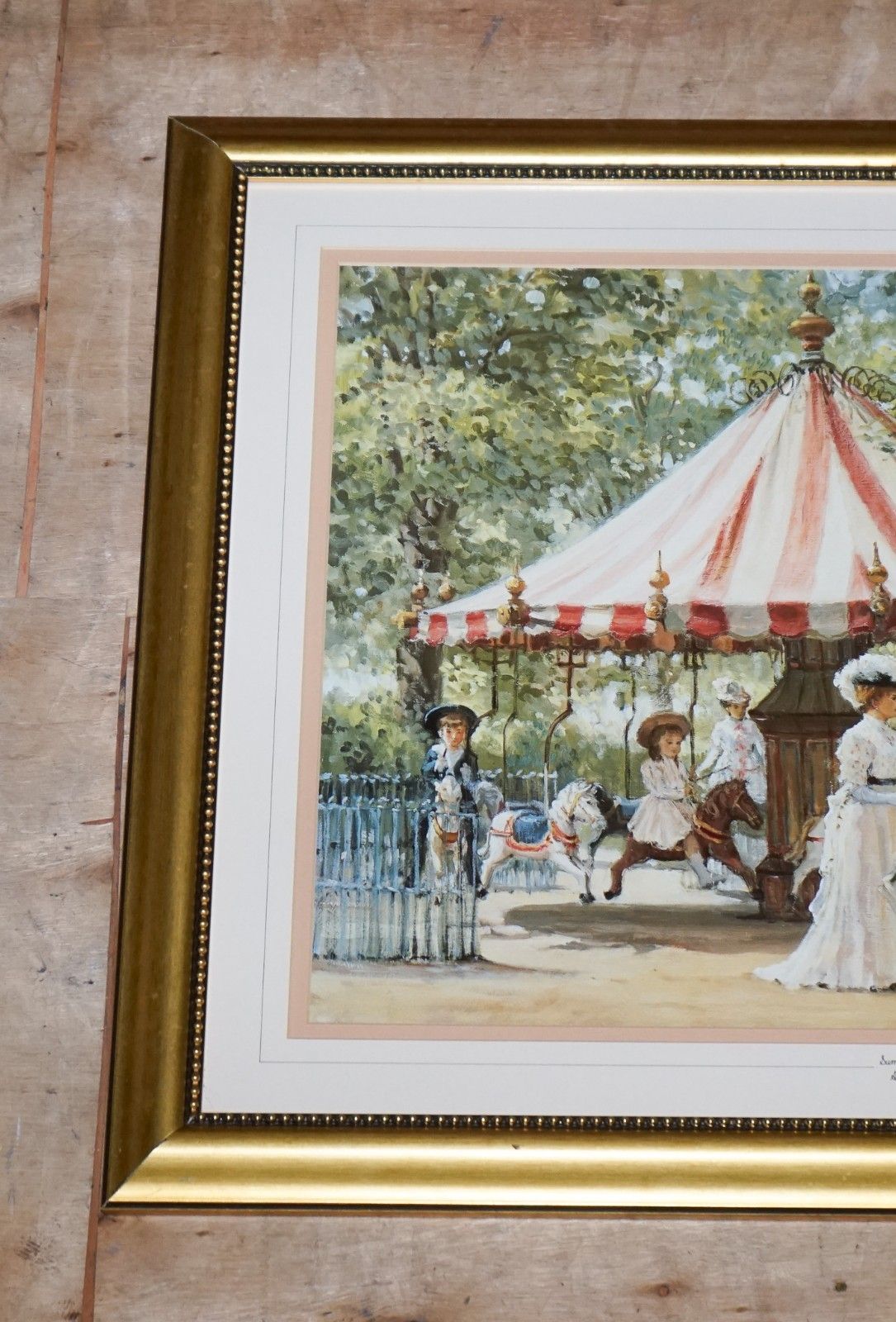 Vintage Victorian Style Print Summer Carousel By Alan Maley 64 X 79 Cm photo for sale